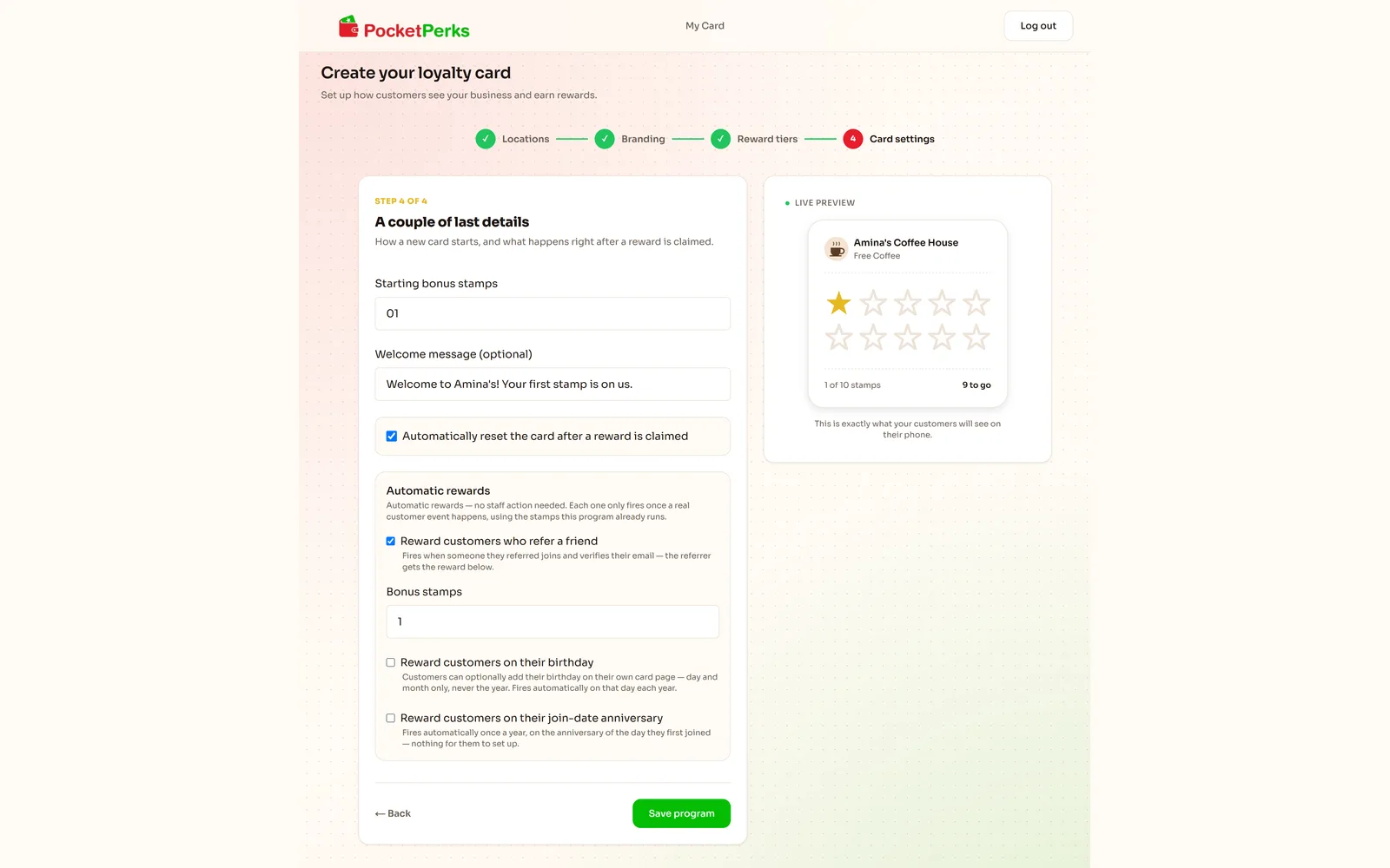 Welcome bonus and automatic rewards