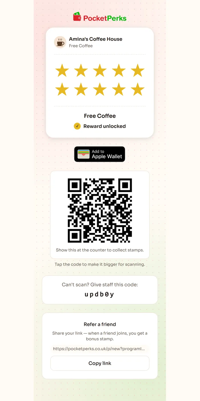 A card with the reward unlocked